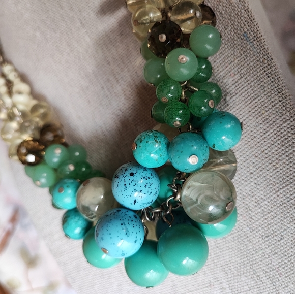 Lia Sophia Laguna Regatta Beaded Bauble Beaded Necklace Faux Jade Turquoise - Picture 8 of 11